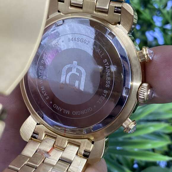 Reloj Giorgio Milano de lujo para mujer, cronógrafo plateado, cristales Swarovsk